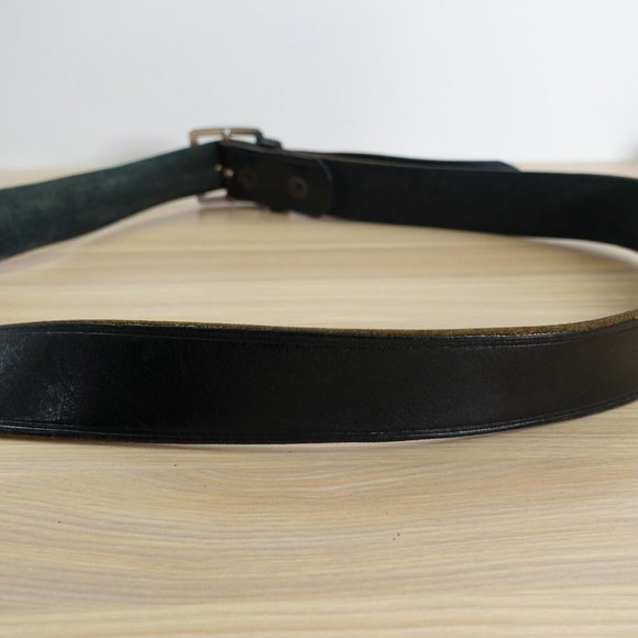 Belt‎ Mens Leather Black Buckle 44 Casual Adult Basic Dress Work Hand Crafted - Picture 6 of 12